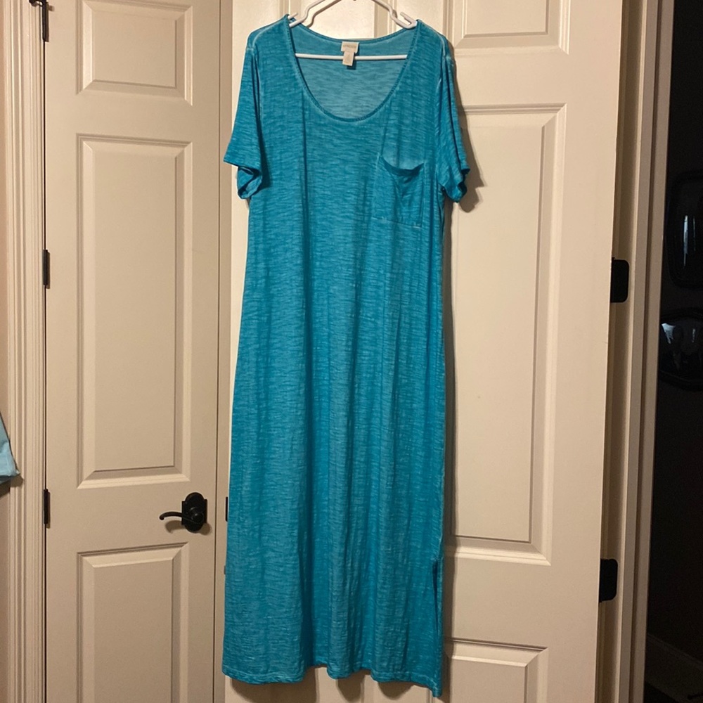 Chico’s Size3(14-16) Cotton T Shirt Maxi Dress